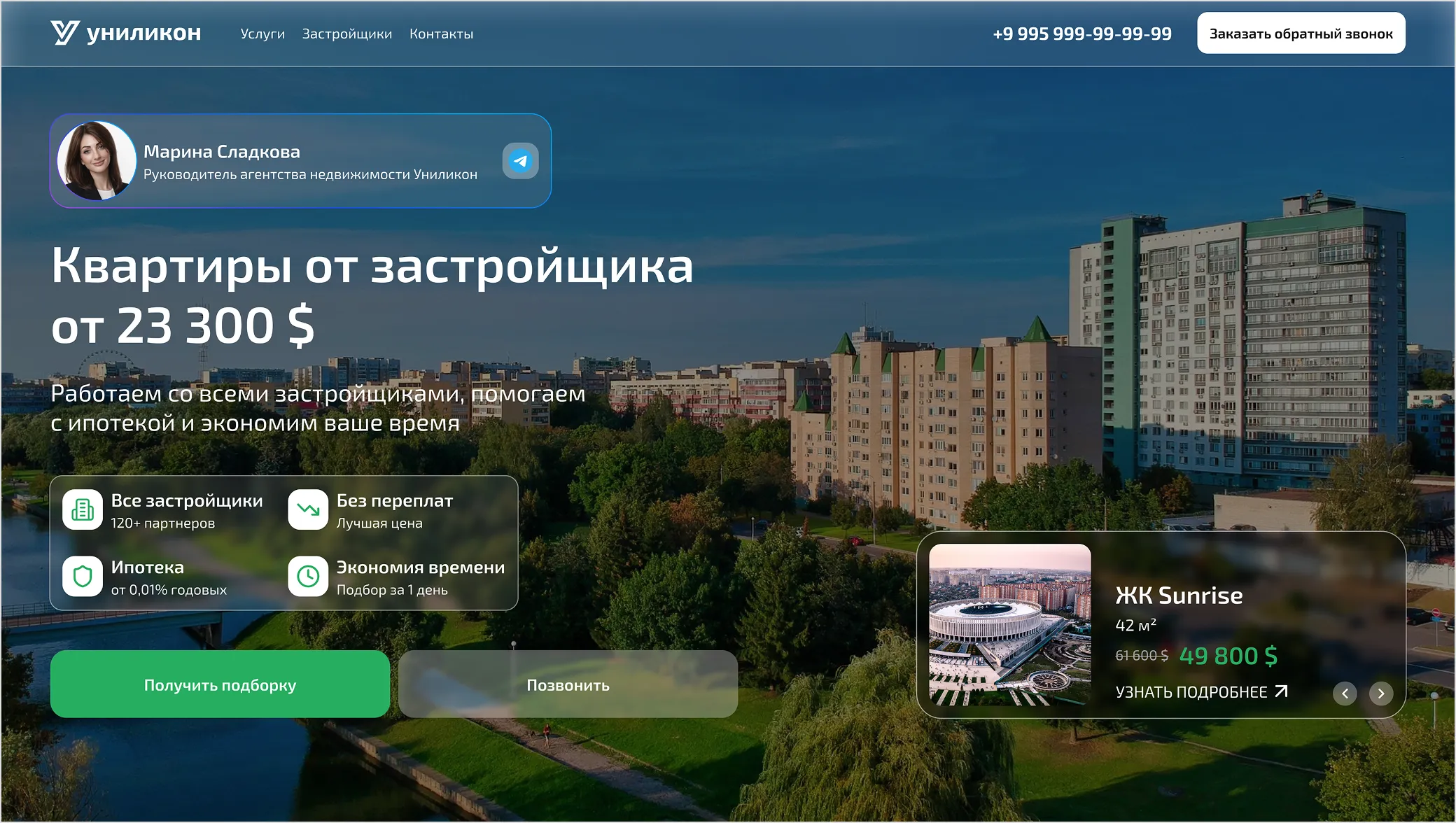 Real estate website: Home page